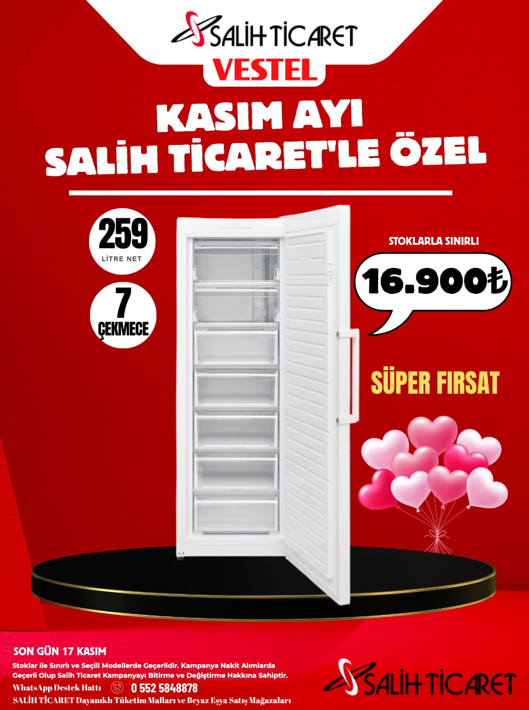 7 ÇEKMECELİ 259 LT DONDURUCU EFSANE KASIM İNDİRİMİ