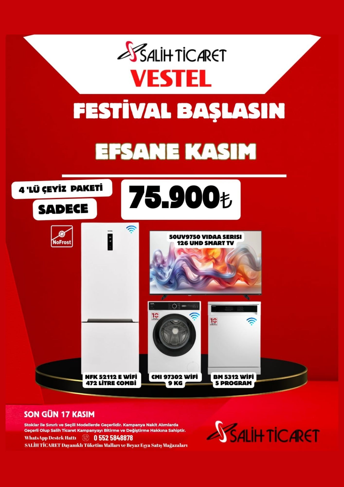 Salih Ticaret - Vestel Konya Yetkili Bayi, Uğur Derin Dondurucu Yetkili Bayi, Tefal Konya Yetkili Bayi,Vestel, Vestel Buzdolapları, Vestel Combi Buzdolapları, Vestel Çamaşır Makineleri, Vestel Bulaşık Makineleri, Vestel Derin Dondurucular, Vestel Solo Fırınlar, Vestel Davlumbazlar, Vestel Küçük Ev Aletleri, Vestel Ankastre Ürünler, Vestel Ankastre Fırınlar, Vestel Ankastre Ocaklar, Vestel Ankastre Bulaşık Makineleri, Vestel Ankastre Mikrodalga Fırınlar, Vestel Ev Sinema Sistemleri, Vestel Cep Telefonu Elektronik, Vestel Kurutmalı Çamaşır Makineleri	Salih Ticaret, Vestel Ankastre Setler, Vestel Klimalar, Isıtma ve Soğutma	Salih Ticaret, Uğur, Uğur Buzdolapları, Uğur Yatay derin Dondurucular, Uğur Dikey Dondurucular, Uğur Klimalar, Uğur Ticari Ürünler, Fırsat Ürünleri, Diğer Markalar, Diğer Markalar Televizyonlar, Diğer Markalar Küçük Ev Aletleri, Diğer Markalar Ankastre Setler, Diğer Markalar Fırınlar, Diğer Markalar Elektronik Ürünler