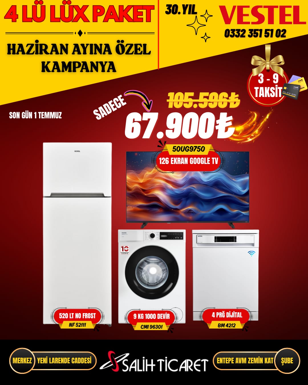  || Salih Ticaret - Vestel Konya Yetkili Bayi, Uğur Derin Dondurucu Yetkili Bayi, Tefal Konya Yetkili Bayi,Vestel, Vestel Buzdolapları, Vestel Combi Buzdolapları, Vestel Çamaşır Makineleri, Vestel Bulaşık Makineleri, Vestel Derin Dondurucular, Vestel Solo Fırınlar, Vestel Davlumbazlar, Vestel Küçük Ev Aletleri, Vestel Ankastre Ürünler, Vestel Ankastre Fırınlar, Vestel Ankastre Ocaklar, Vestel Ankastre Bulaşık Makineleri, Vestel Ankastre Mikrodalga Fırınlar, Vestel Ev Sinema Sistemleri, Vestel Cep Telefonu Elektronik, Vestel Kurutmalı Çamaşır Makineleri	Salih Ticaret, Vestel Ankastre Setler, Vestel Klimalar, Isıtma ve Soğutma	Salih Ticaret, Uğur, Uğur Buzdolapları, Uğur Yatay derin Dondurucular, Uğur Dikey Dondurucular, Uğur Klimalar, Uğur Ticari Ürünler, Fırsat Ürünleri, Diğer Markalar, Diğer Markalar Televizyonlar, Diğer Markalar Küçük Ev Aletleri, Diğer Markalar Ankastre Setler, Diğer Markalar Fırınlar, Diğer Markalar Elektronik Ürünler