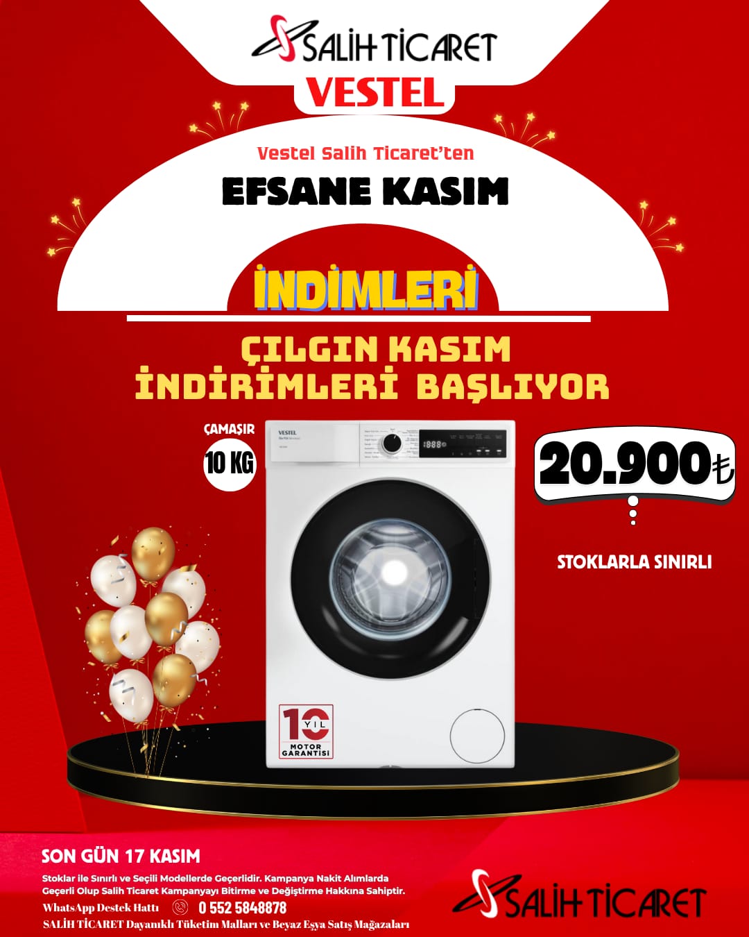 KASIM AYINA ÖZEL MUHTEŞEM İNDİRİMLER 10 KĞ 1200 DEVİR ÇAMAŞIR MAKİNESİ