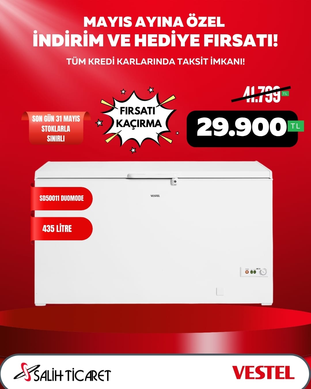 VESTEL 435 Litre Duomode XL SANDIK DONDURUCU