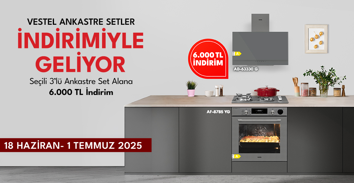 Seçili 3’lü Ankastre Set alımınızda 6.000 TL indirim fırsatı Vestel’de  || Salih Ticaret - Vestel Konya Yetkili Bayi, Uğur Derin Dondurucu Yetkili Bayi, Tefal Konya Yetkili Bayi,Vestel, Vestel Buzdolapları, Vestel Combi Buzdolapları, Vestel Çamaşır Makineleri, Vestel Bulaşık Makineleri, Vestel Derin Dondurucular, Vestel Solo Fırınlar, Vestel Davlumbazlar, Vestel Küçük Ev Aletleri, Vestel Ankastre Ürünler, Vestel Ankastre Fırınlar, Vestel Ankastre Ocaklar, Vestel Ankastre Bulaşık Makineleri, Vestel Ankastre Mikrodalga Fırınlar, Vestel Ev Sinema Sistemleri, Vestel Cep Telefonu Elektronik, Vestel Kurutmalı Çamaşır Makineleri	Salih Ticaret, Vestel Ankastre Setler, Vestel Klimalar, Isıtma ve Soğutma	Salih Ticaret, Uğur, Uğur Buzdolapları, Uğur Yatay derin Dondurucular, Uğur Dikey Dondurucular, Uğur Klimalar, Uğur Ticari Ürünler, Fırsat Ürünleri, Diğer Markalar, Diğer Markalar Televizyonlar, Diğer Markalar Küçük Ev Aletleri, Diğer Markalar Ankastre Setler, Diğer Markalar Fırınlar, Diğer Markalar Elektronik Ürünler 